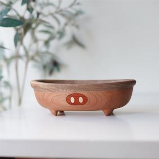 Joe猪猪牌浴缸 礼物 木质桌面摆件创意可爱可收纳也可以放零食盘