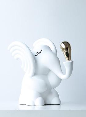 现代艺术创意卡通大象动物公仔摆件家居儿童房酒店样板间装饰品