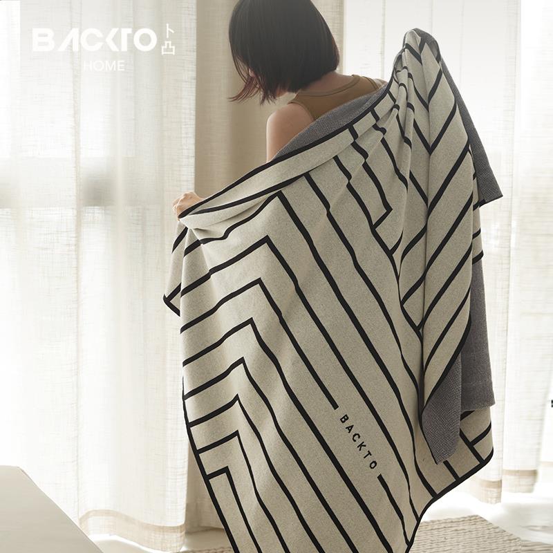 BACKTO卜凸家居100% 精梳棉沙发毯A类办公室午睡毯柔软盖毯航空毯