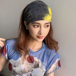 扎染尼泊尔风宽边发带女运动头箍嬉皮头巾遮白发