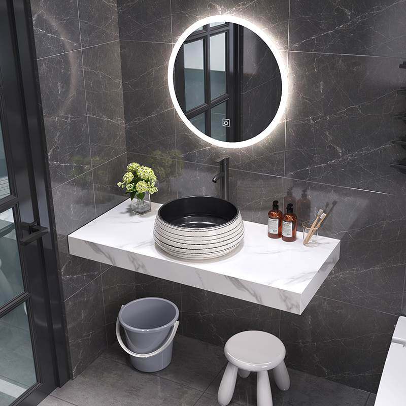 北欧简约岩板浴室柜挂墙式洗手台民宿卫生间艺术盆小户型洗漱台盆