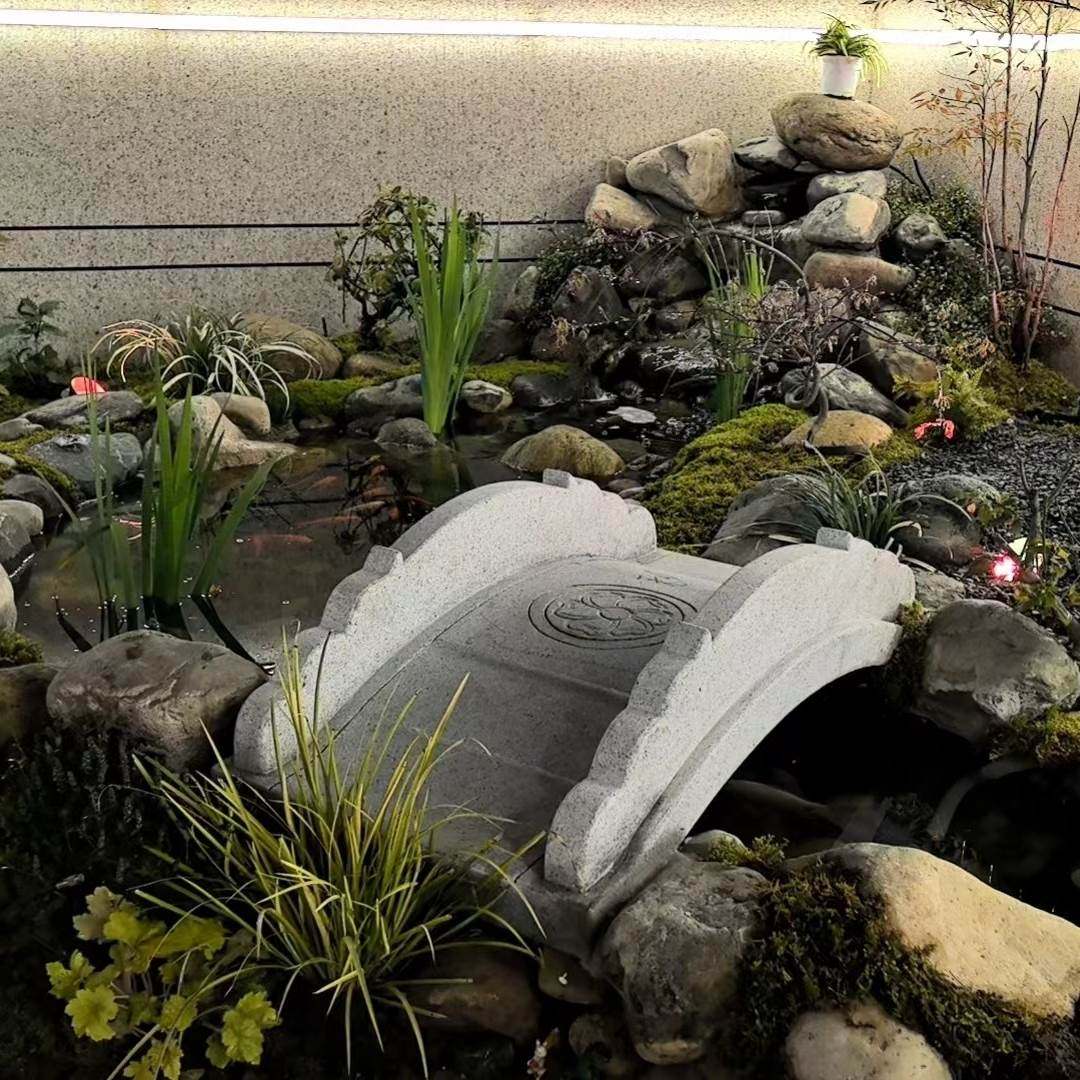 石桥石拱桥庭院汉白玉石雕小桥花岗岩石板桥户外装饰造景中式石桥