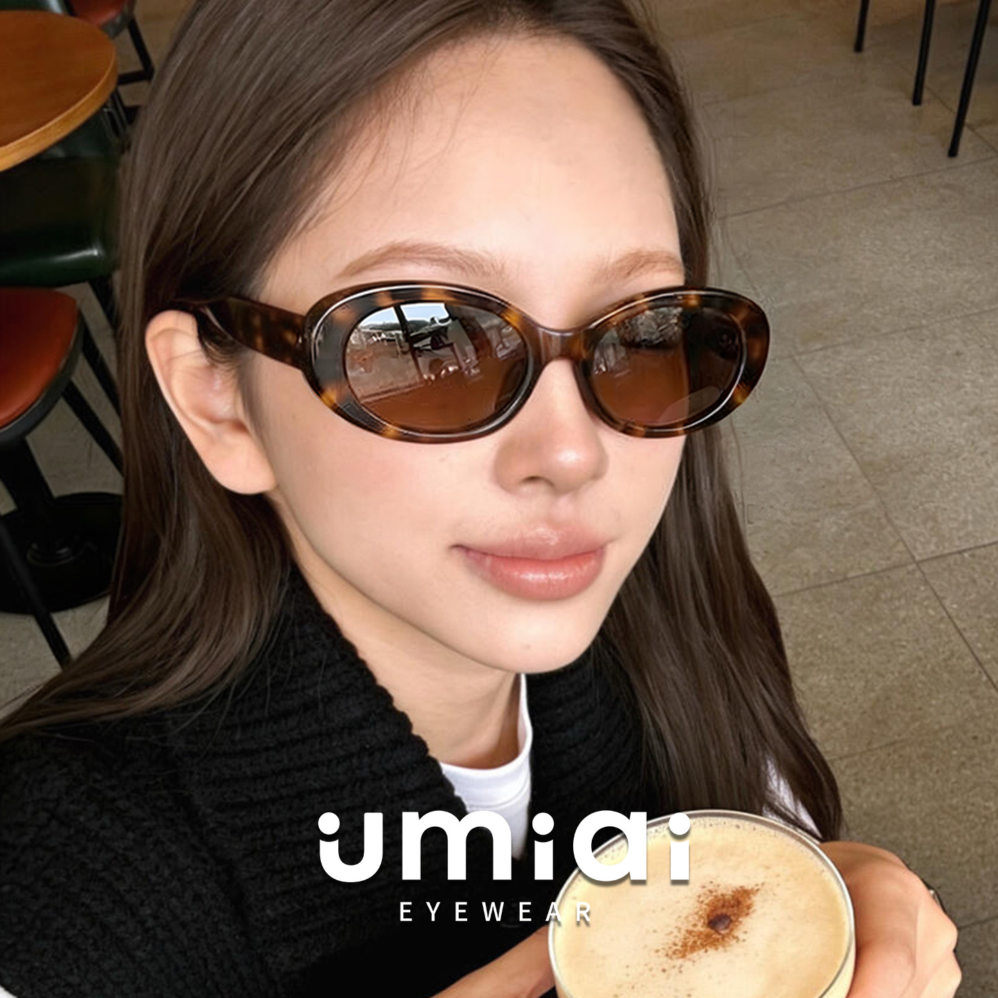 韩版椭圆形小框墨镜女冬高级感美式复古猫眼豹纹太阳眼镜防紫外线