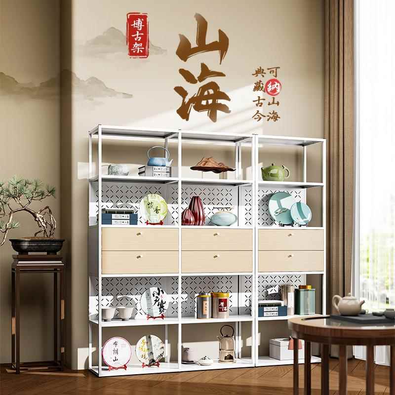 博古架中式茶叶展示柜茶架子古玩置物架茶室茶柜茶具摆件收纳柜子