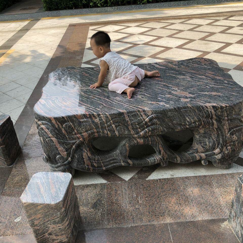 石桌石凳庭院花园天然茶桌公园石头桌子室外茶台天然桌凳户外石台