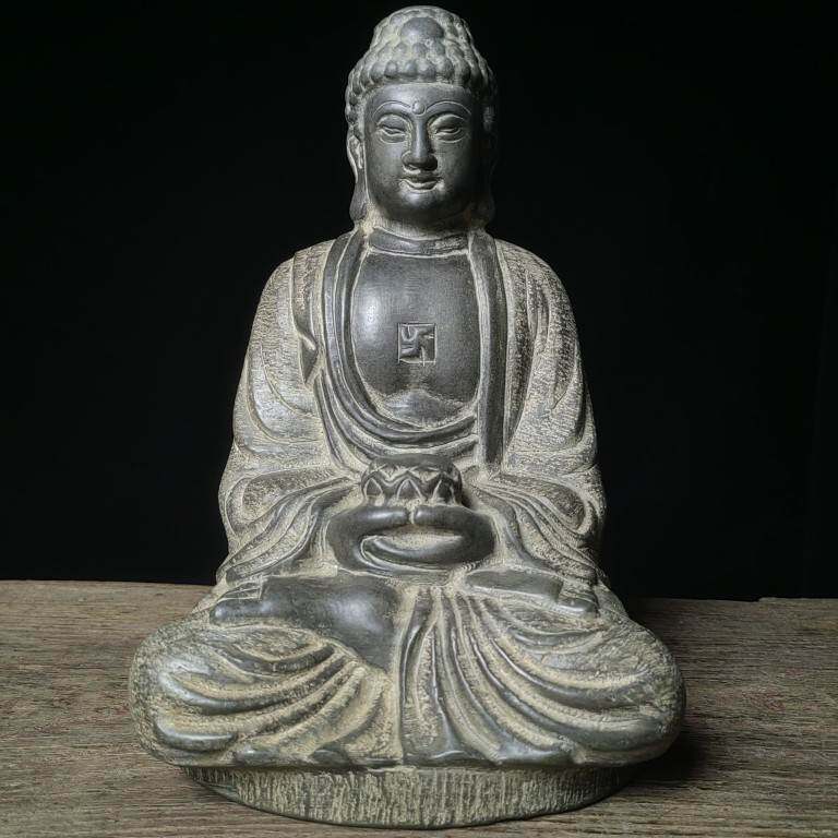 天然青石雕刻释迦牟尼佛像仿古玄关会所布置摆件造景送礼风水中式