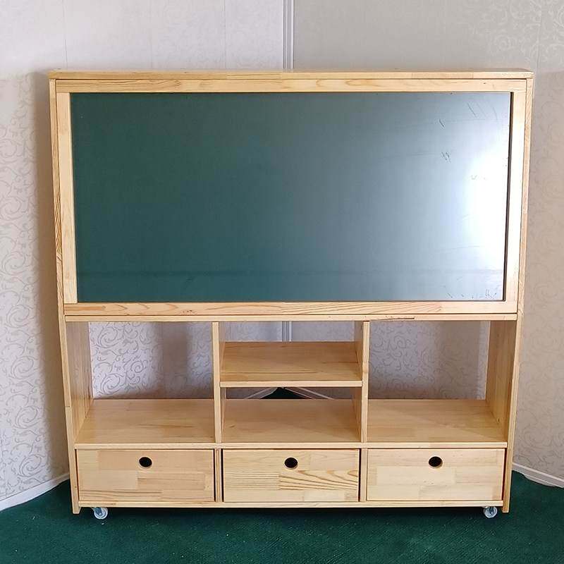 幼儿园黑板柜实木双面绿白移动磁性黑板柜储物组合黑板架儿童黑板