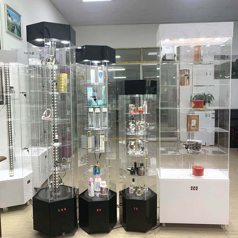亚克力透明展示柜旋转美容院产品化妆品香水手表眼镜牙科耳环柜子