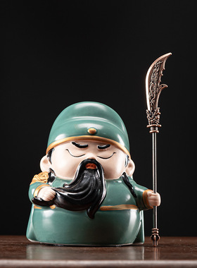 Q版陶瓷关公二爷武关羽小摆件家居文关公桌面摆设