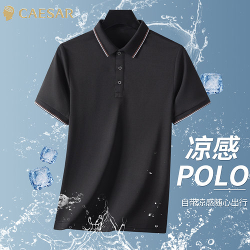 凯撒大帝2025夏季新款短袖男士夏季潮牌休闲双肩短袖T恤polo衫男J