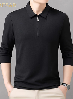 凯撒大帝春秋季休闲男士翻领半拉链长袖t恤商务polo衫新款男装潮J