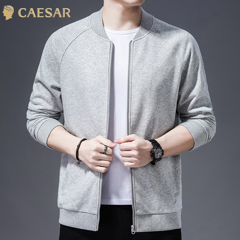 凯撒大帝2025年男士秋季新款纯色净版时尚休闲百搭宽松立领卫衣J
