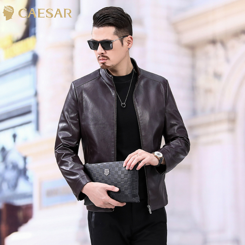 凯撒大帝皮衣男款秋冬季2025新款中年商务百搭休闲防寒上衣潮外套