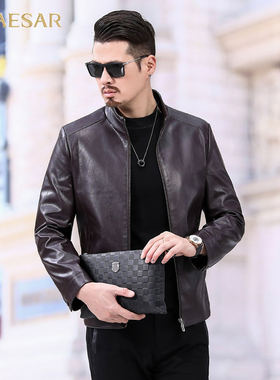 凯撒大帝皮衣男款秋冬季2025新款中年商务百搭休闲防寒上衣潮外套