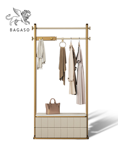 新款轻奢衣帽架大理石实木不锈钢高端意式极简衣服挂衣架卧室落地