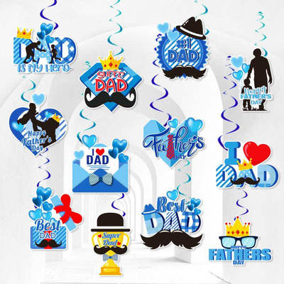父亲节派对装饰螺旋吊饰 Father'sDay节日派对螺旋吊卡挂饰布