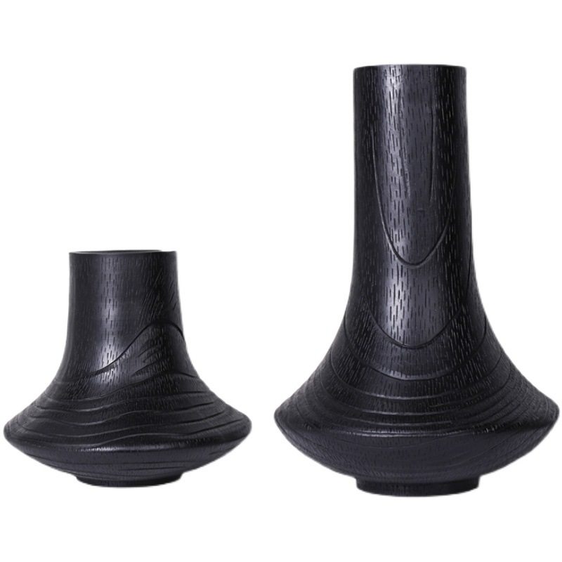 现代简约黑色木纹树脂花器 创意轻奢花瓶客厅样板间玄关干花插,模玩/动漫/周边/娃圈三坑/桌游,文化/体育周边,淘宝优惠券,粉丝福利购,淘宝优惠卷