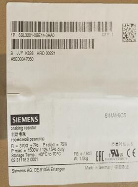 6SL3201-0BE14-3AA0 SINAMICS 制动电阻 R=370 6SL32010BE143AA0