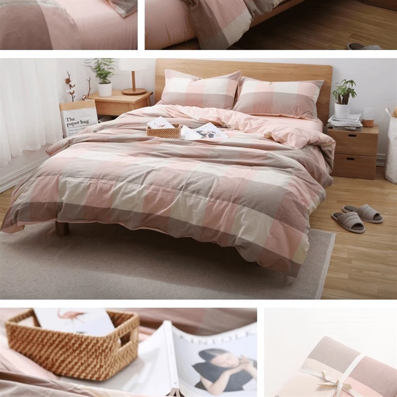 水洗棉布料定做加工床单被套罩床笠四件套水洗床品棉布纯色布