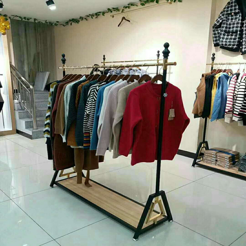 服装店展示架落地式铁艺玫瑰金中岛单杠多功能男女童装货架简约礼