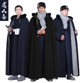 道人善冬季 道士披风风衣加绒道服打坐披风套头披风有袖 披风斗篷