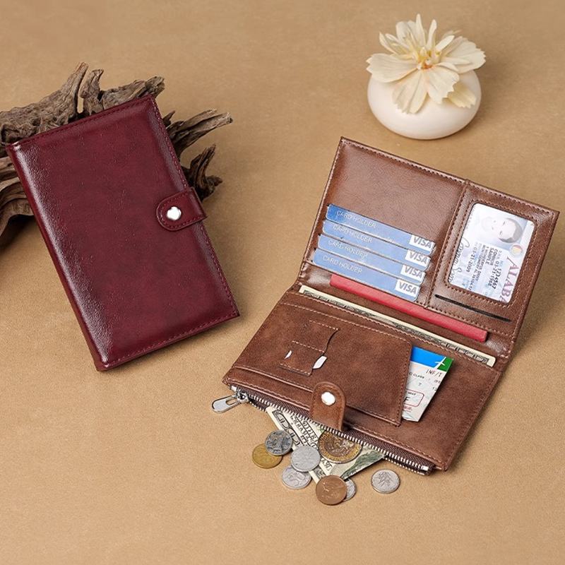 復古油蠟皮多功能防盜刷證件包