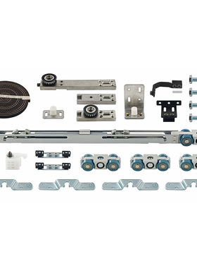 两联动缓冲滑轮推拉门滑轮滑轨室内隔断轨道静音防滑导轨滚轮双轮