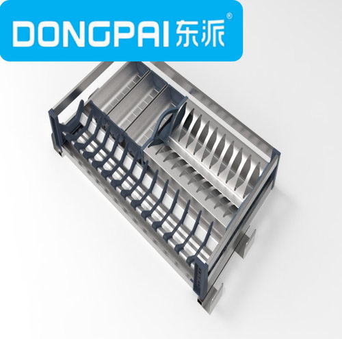 厂家直销东派不锈钢板式拉篮全钢拉篮厨房拉篮700不锈钢三边碗篮