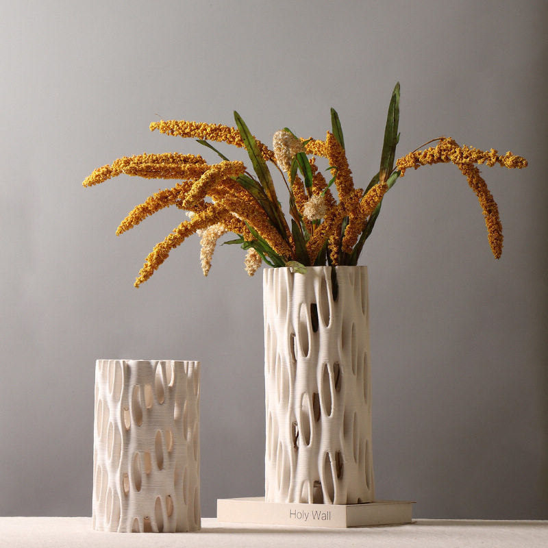 创意3D陶瓷花瓶 现代简约镂空插干花花器 售楼部轻奢别墅装饰摆件,模玩/动漫/周边/娃圈三坑/桌游,文化/体育周边,淘宝优惠券,粉丝福利购,淘宝优惠卷