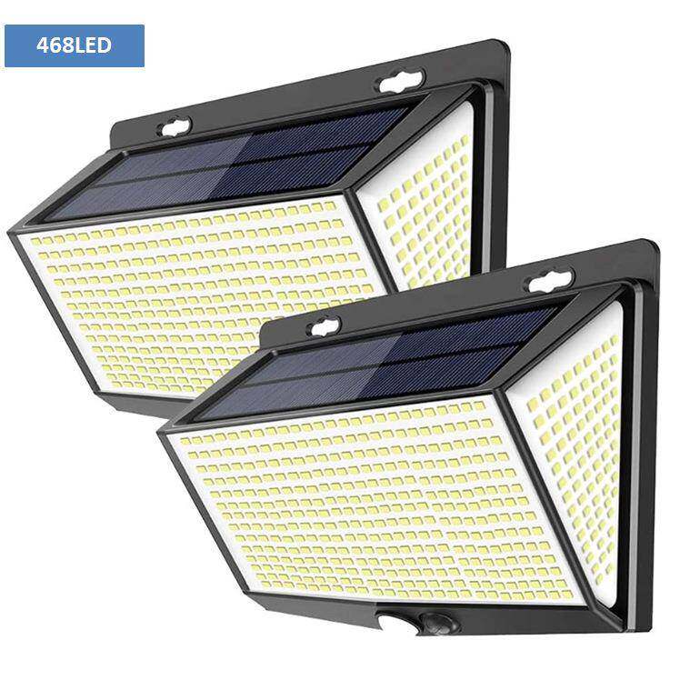 太阳能灯户外庭院景观壁灯人体感应468LED照明家用道路篱笆灯