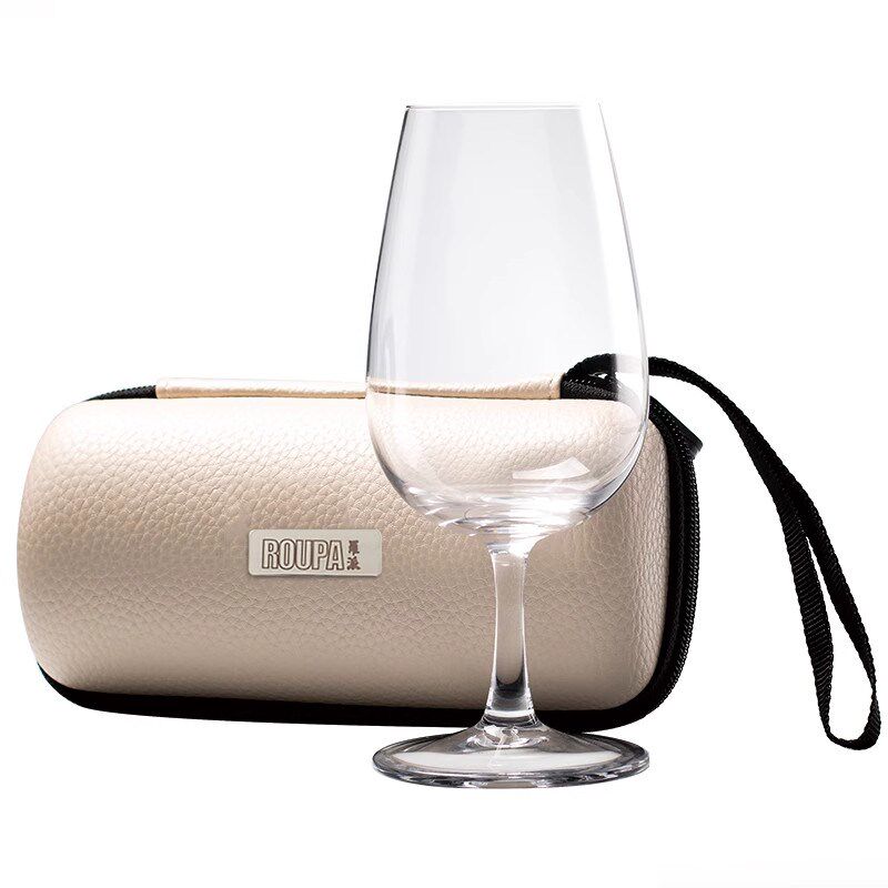 葡萄酒随行杯便携标准红酒品鉴杯 露营酒杯带V皮盒水晶玻璃杯