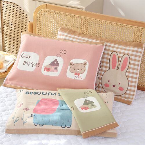 八层纯棉加厚儿童枕巾o新款40*60卡通幼儿园宝宝全棉纱布枕头盖巾