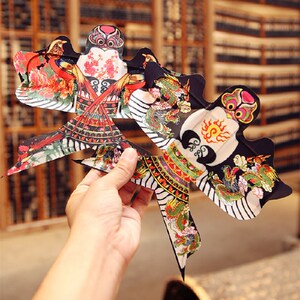 红色沙燕 不可飞风筝特色手工艺品竹架复古风金R鱼摆件装饰小纸鸢