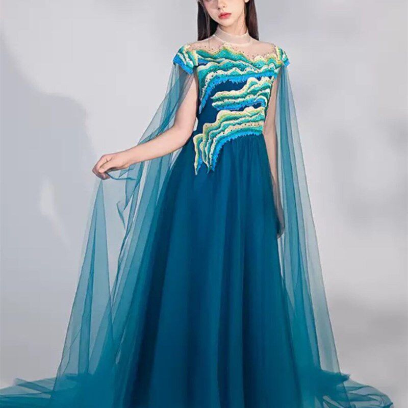 女童古筝服2025新款中国风飘逸长裙中大童民乐二U胡艺考演奏演出