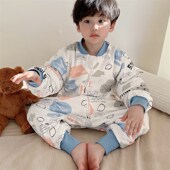 薄款 四季 睡 薄棉儿童睡袋宝宝双层纯棉分A脚防踢被夹棉可拆袖 春季