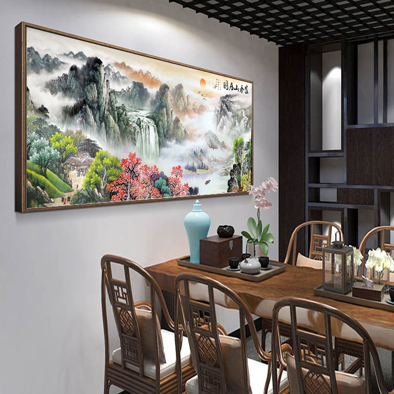 数字油画中国风手工填色diy填充手绘风景巨M幅山水客厅挂画大尺寸