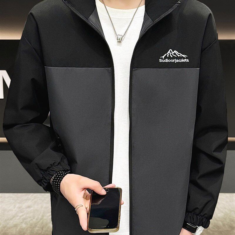 春秋男士外套g潮流韩版立领夹克男防风防水冲锋衣薄款宽松男装褂