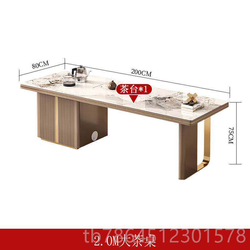 高档225组新款轻奢板岩茶几现代休闲大老套板办公室接待茶几椅合0