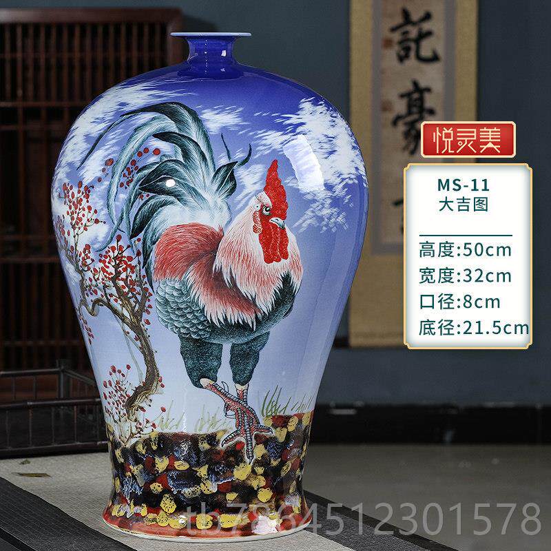 高档景德镇陶瓷瓶大师手绘插花中式客酒厅柜玄关瓷器装饰工花品摆