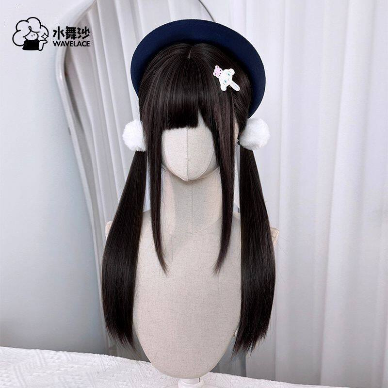 水舞沙假发女日系齐刘海黑长直Lolita二次元jk长直发全头套