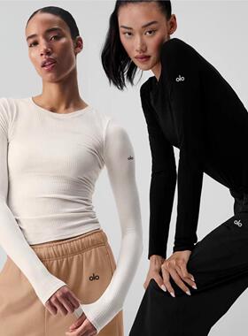 美国NOMALO上衣秋冬运动衫瑜伽打底T恤瑜伽螺纹长袖休闲运动透气