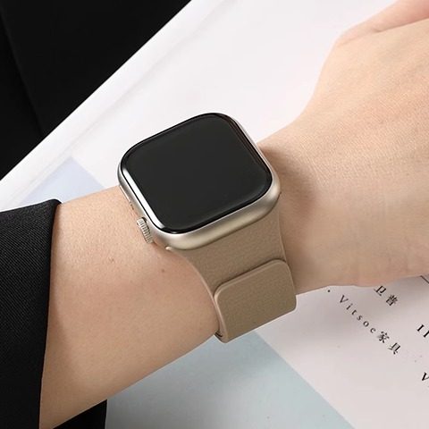 新款适用苹果iwatchs11手表表带S10液态硅胶8磁吸9运动腕带applewatch男士ultra2夏季女款6纯色5/4/3/2se高级