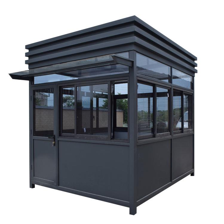 户外钢结构岗亭保安亭不锈钢真石漆岗亭成品门卫值班室停车场用