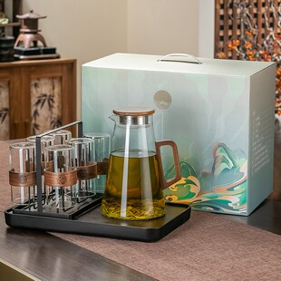 精选高档玻璃杯礼盒客厅喝水杯子耐热茶具套装水具结婚送礼用乔迁