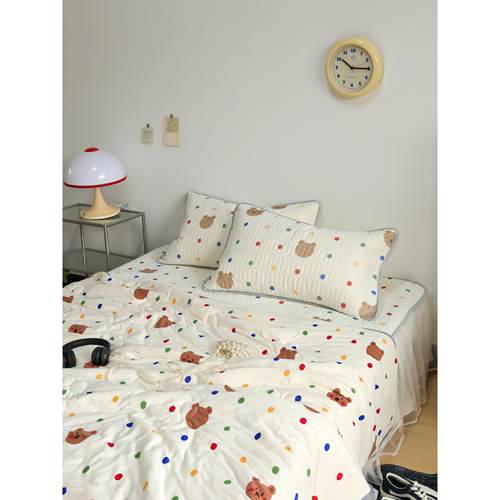 可爱乳胶凉席床睡垫四件套3可水洗可折叠学生宿舍凉席冰丝席+夏被