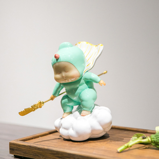 精选稀奇艺术《平步青云》财神家居装饰电视柜关公小摆件礼物卡通