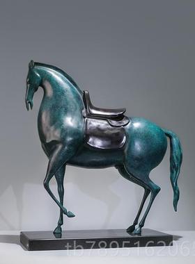 高档黄铜号大唐件工马艺品客厅创意家居办公室开业礼摆雕塑装饰品