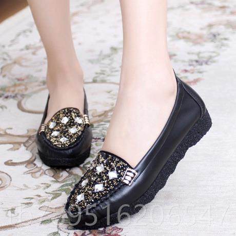 高档单鞋20蹬24秋款平底真女皮豆豆鞋女软皮妈妈脚瓢鞋软底一女鞋,女鞋,浅口单鞋,淘宝优惠券,粉丝福利购,淘宝优惠卷