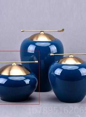 高档新中式陶瓷罐术样摆件板房客厅玄关电视柜公办室书桌艺品软装
