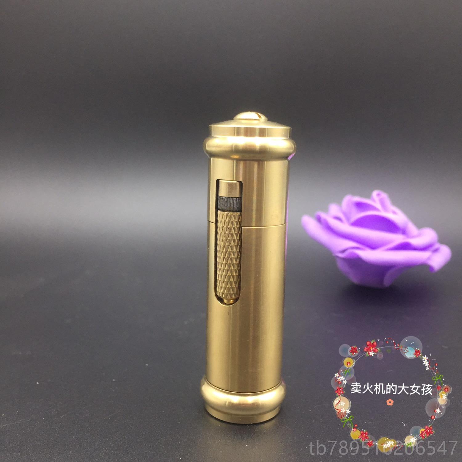 高档弗拉多米复铝刻铜手工打火机 老式古董机 砂轮煤油侧滑纯款烟